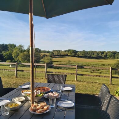 patio area with great views over the fields